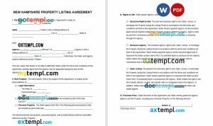 free New Hampshire real estate listing agreement template, Word and PDF format