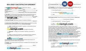 free New Jersey subcontractor agreement template, Word and PDF format