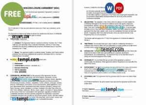 free New York non-disclosure agreement NDA template, Word and PDF format
