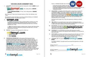 free non-disclosure agreement template, Word and PDF format