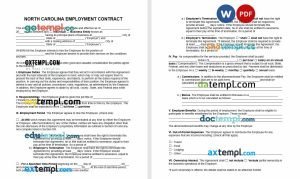 free North Carolina employment contract template, Word and PDF format