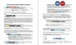 free North Dakota employment contract template, Word and PDF format