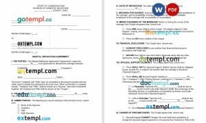 free Ohio marital settlement agreement template, Word and PDF format