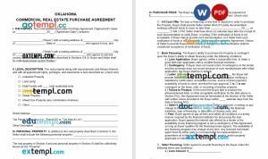 free Oklahoma commercial real estate purchase agreement template, Word and PDF format