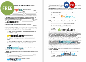 free Oklahoma subcontractor agreement template, Word and PDF format