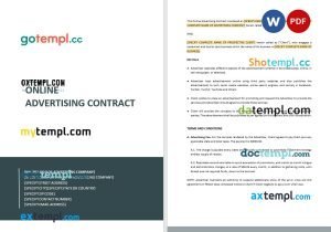 free online advertising contract template, Word and PDF format