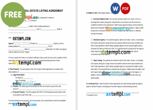 free Oregon real estate listing agreement template, Word and PDF format