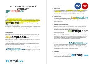 free outsourcing services contract template, Word and PDF format