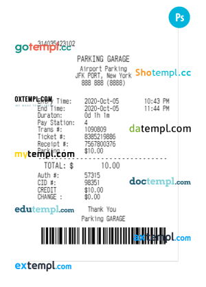 PARKING GARAGE payment check template PSD template