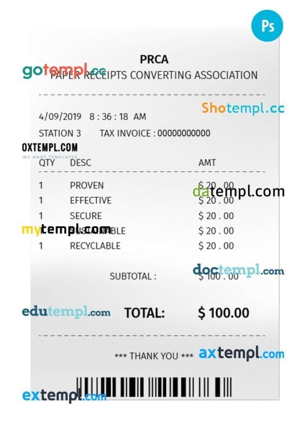 PRCA payment check PSD template