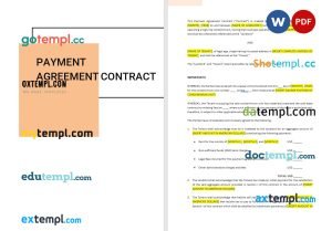 free payment agreement contract template, Word and PDF format