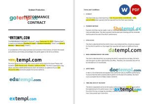 free performance contract template, Word and PDF format