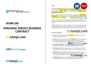 free personal business contract template, Word and PDF format