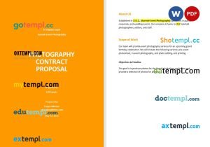 free photography contract proposal template, Word and PDF format