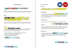 free photography contract template, Word and PDF format