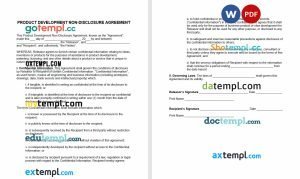 free product development non-disclosure agreement NDA template, Word and PDF format