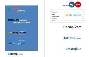 free professional freelance contract template, Word and PDF format