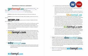 free professional services agreemeent sample template, Word and PDF format