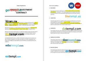 free project contract template, Word and PDF format
