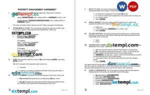 free property management agreement template, Word and PDF format