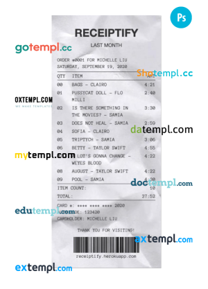 MEGA BIGBOX payment receipt PSD template