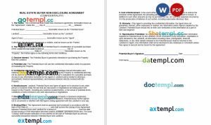 free real estate buyer non-disclosure agreement NDA template, Word and PDF format