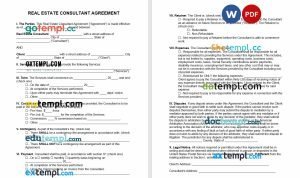 free real estate consultant agreement template, Word and PDF format