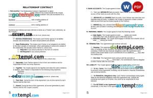free relationship contract template, Word and PDF format