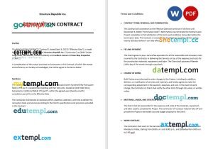 free renovation contract template, Word and PDF format