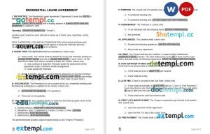 free residential lease agreement template, Word and PDF format