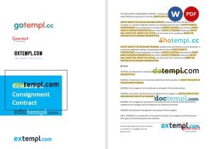 free restaurant consignment contract template, Word and PDF format