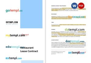 free restaurant lease contract template, Word and PDF format