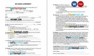 free retainer agreement template, Word and PDF format