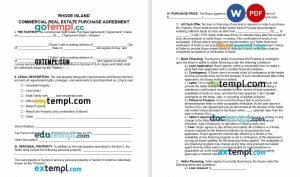 free rhode Island commercial real estate purchase agreement template, Word and PDF format