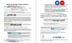 free rhode Island employment contract template, Word and PDF format