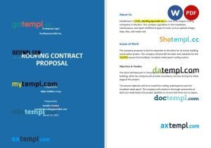 free roofing contract proposal template, Word and PDF format