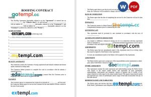 free roofing contract template, Word and PDF format