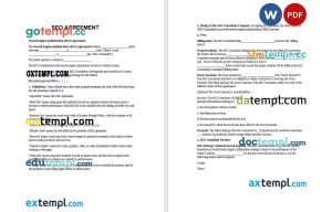 free SEO agreement template, Word and PDF format
