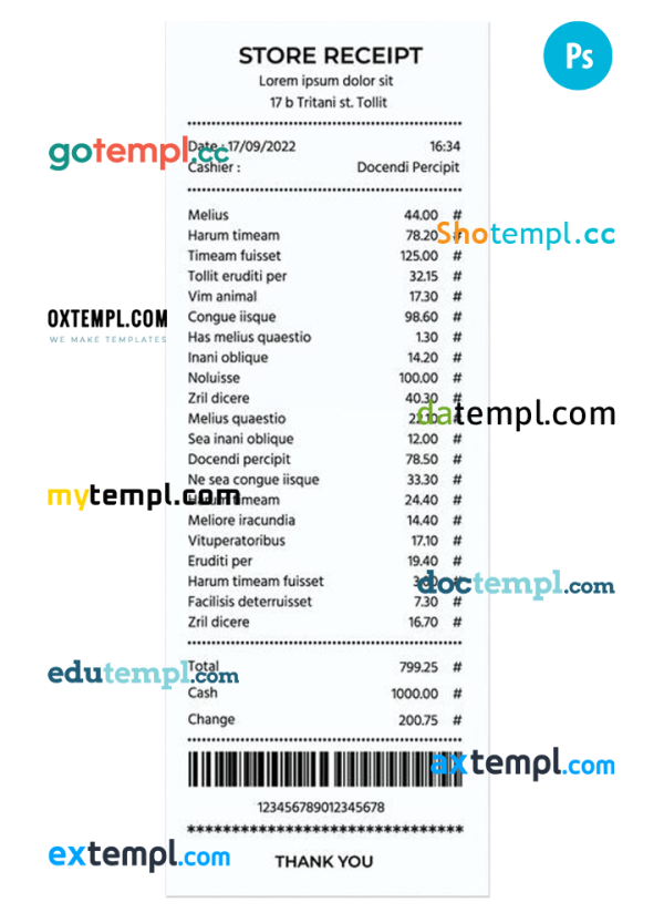 STORE receipt template PSD template