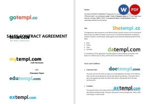 free sales contract agreement template, Word and PDF format