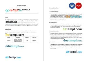 free sales contract template, Word and PDF format
