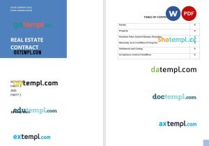 free sample real estate contract template, Word and PDF format