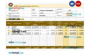 free schedule of contract values template, Word and PDF format