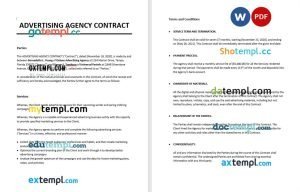 free advertising agency contract template, Word and PDF format