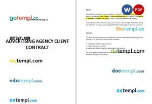 free advertising agency client contract template, Word and PDF format