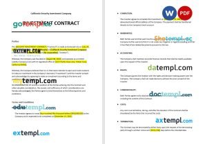 free security investment contract template, Word and PDF format