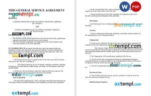 free service agreement template, Word and PDF format