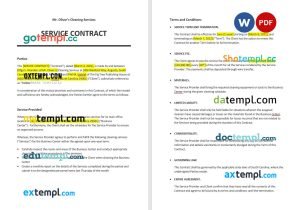 free Service Contract template, Word and PDF format