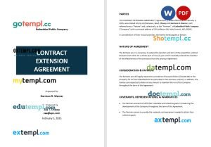 free simple contract extension agreement template, Word and PDF format