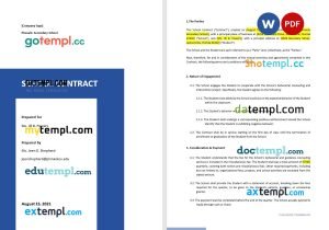 free simple school contract template, Word and PDF format